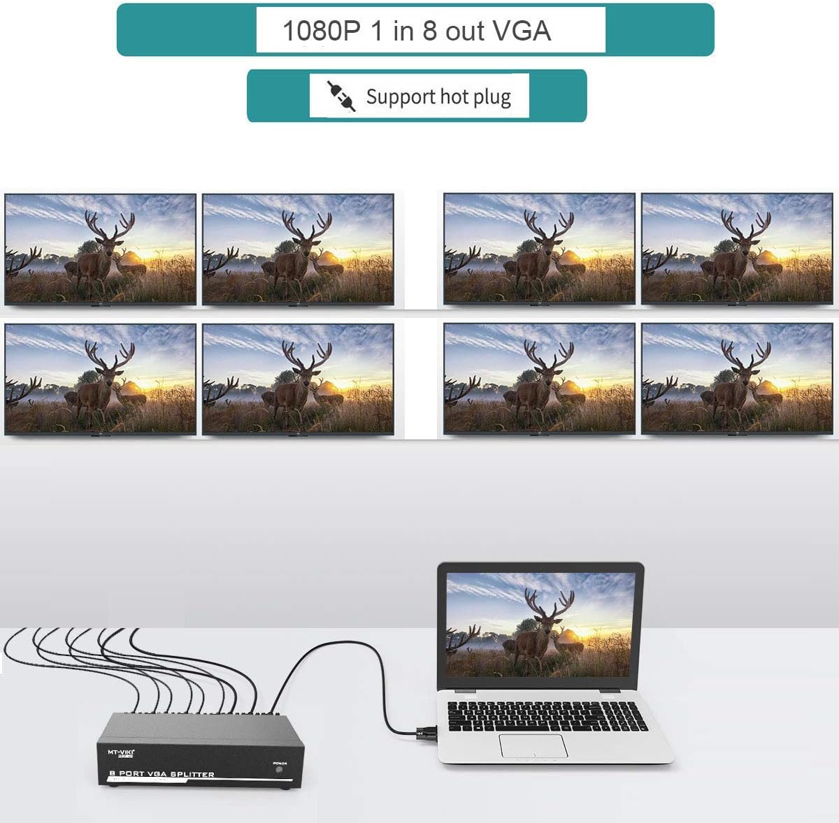 Thumbnail 5 de MT-VIKI 1x8 VGA Splitter (1 in 8 out) for mirroring to up to 8 HD monitors