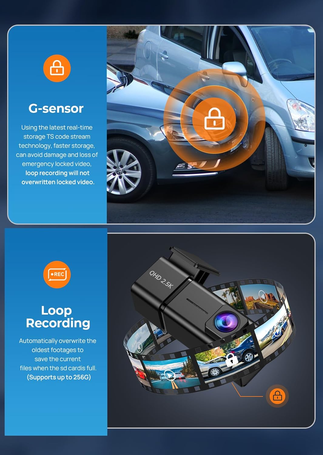 Thumbnail 5 de Dash Cam 2.5K WiFi front car camera 32GB