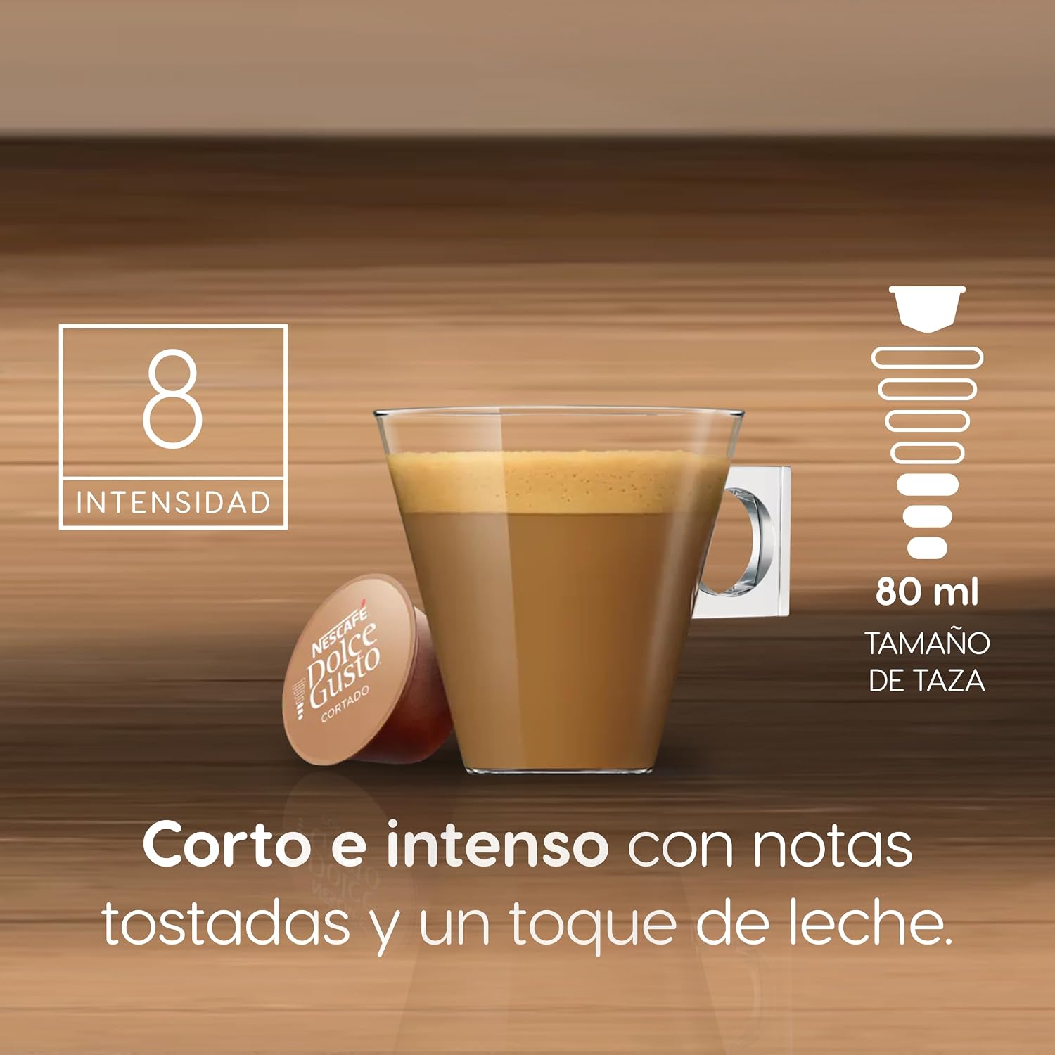 Detalle de NESCAFÉ Dolce Gusto Cortado ☕ 90 cápsulas, notas a almendra tostada