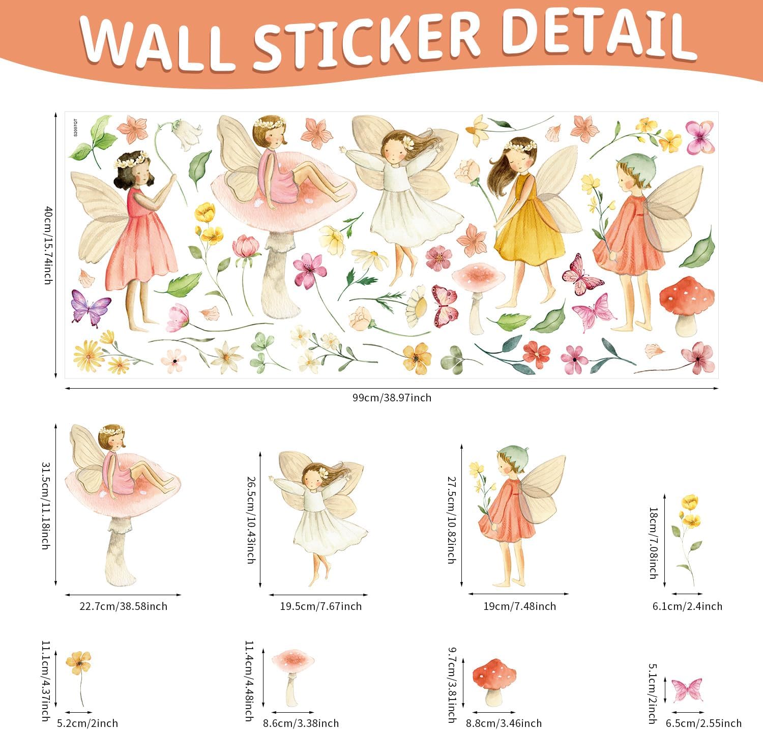 Detalle 2 de SIKERIC Fairy Wall Decals, Vinyl