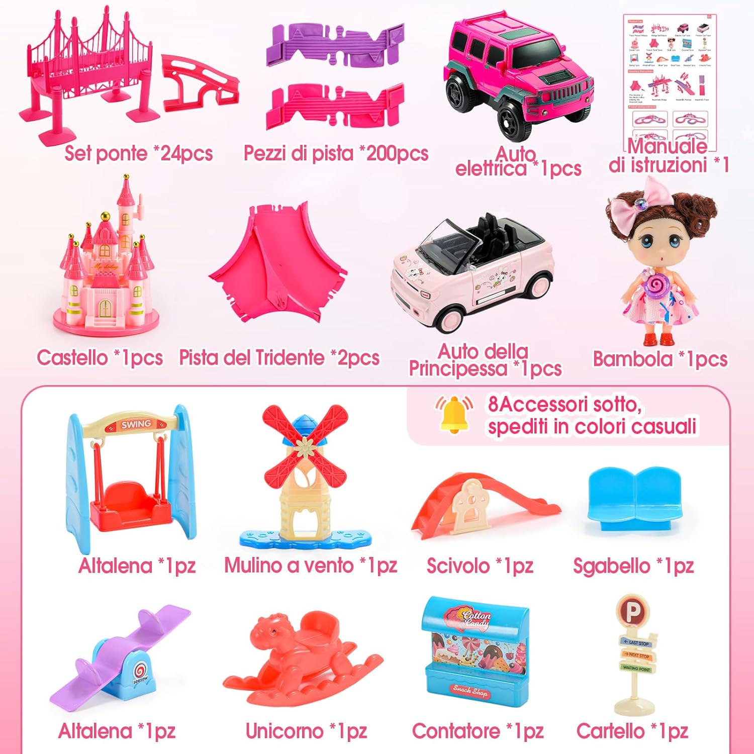 Detalle de iKidiki Regalo Bambina: Pista di Binari e Castello per Bimba 3–8 Anni