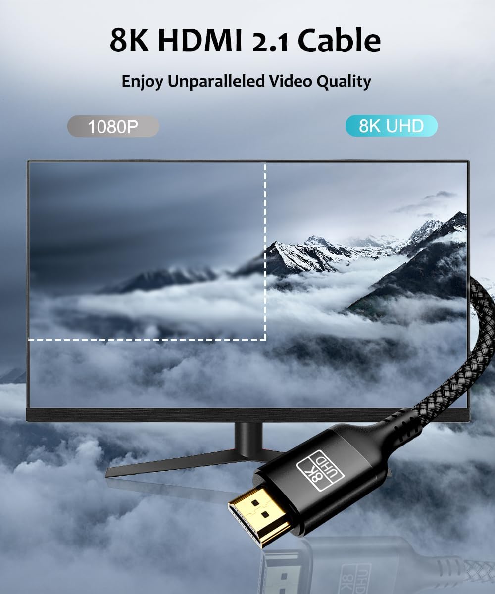 Thumbnail 1 de AkoaDa 8K HDMI Cable (HDMI 2.1, 48Gbps) – 7.5m for 8K@60Hz and 4K@120Hz (Black)