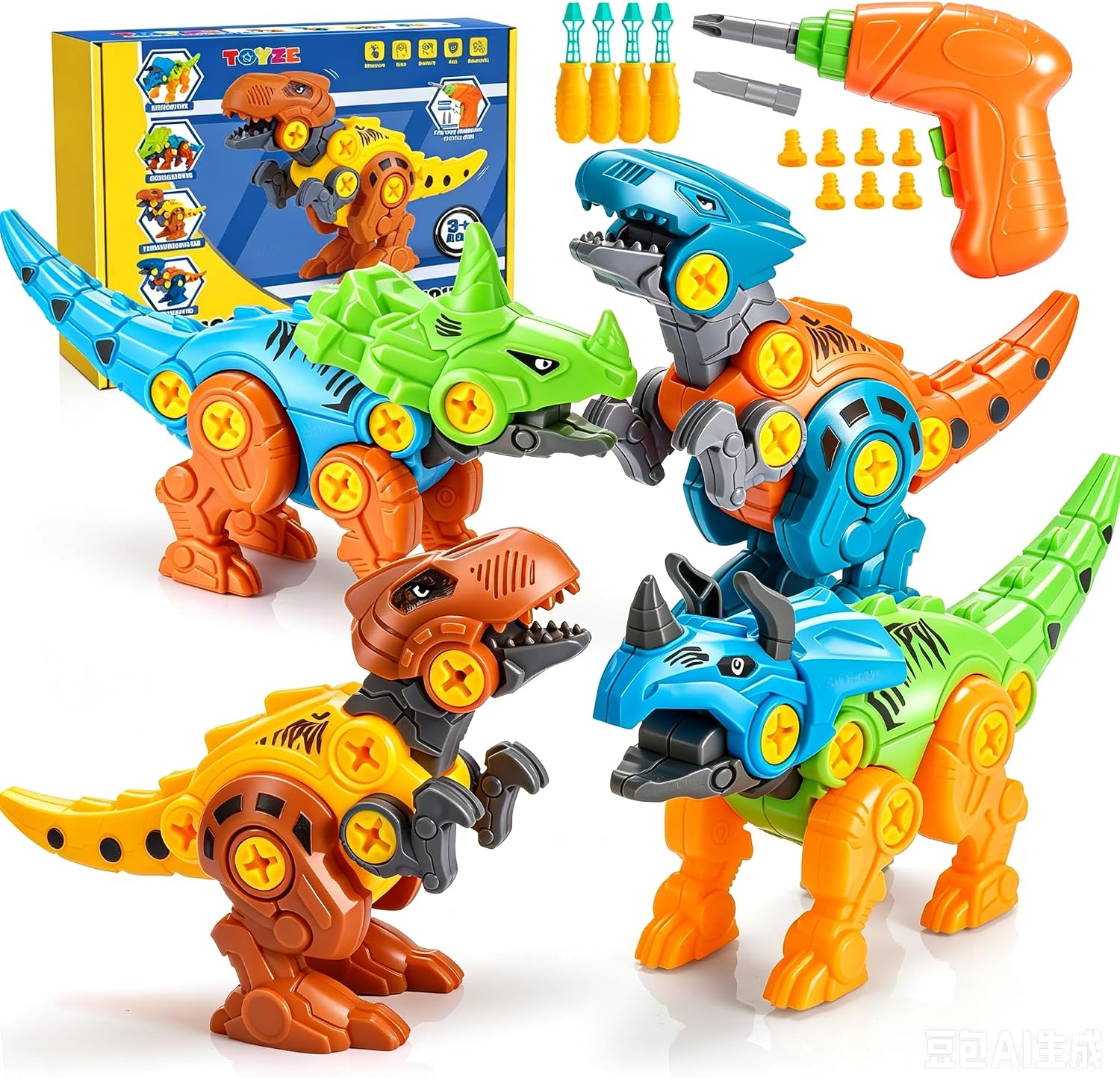 Detalle de Toyze CZKL dinosaurus-speelgoed met DIY-montage en beweegbare delen