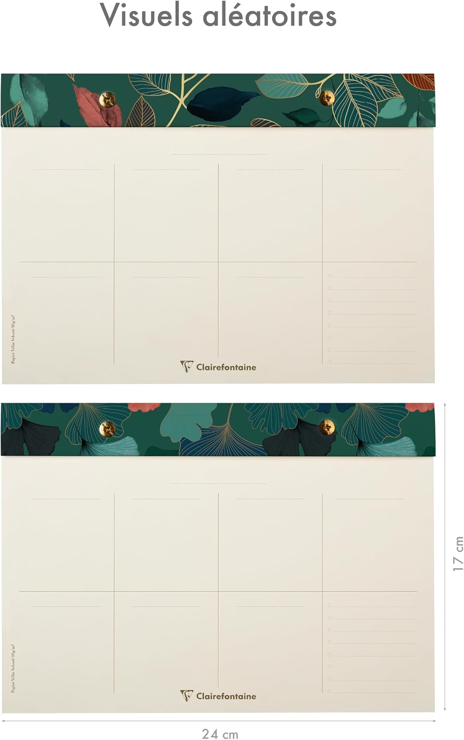 Thumbnail 1 de Clairefontaine 116244C — Bloc-planner à rivets 24x17 cm, 60 feuilles détachables, papier 90 g, décor floral bleu profond