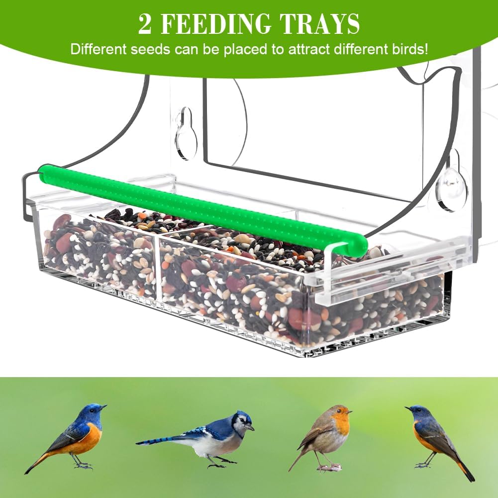 Detalle 2 de OFFCUP Window Bird Feeder with 4 Suction Cups and Removable Seed Tray
