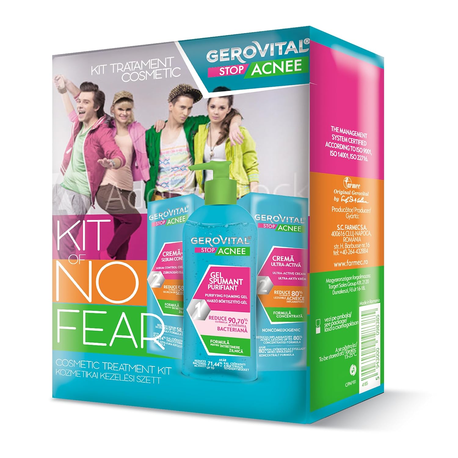 Detalle de GEROVITAL Stop Acnee Pflegeset für unreine Haut (Reinigungsgel, Sebum-Control Gel-Creme, Ultra-Aktiv Pflege)