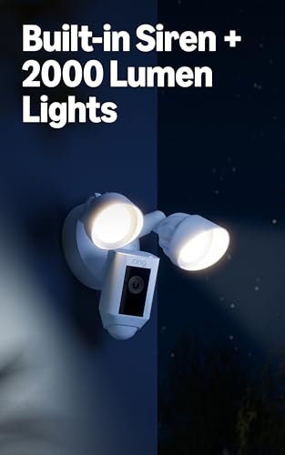 Detalle de Ring Floodlight Cam Wired Plus: 1080p HD security with motion-activated floodlights