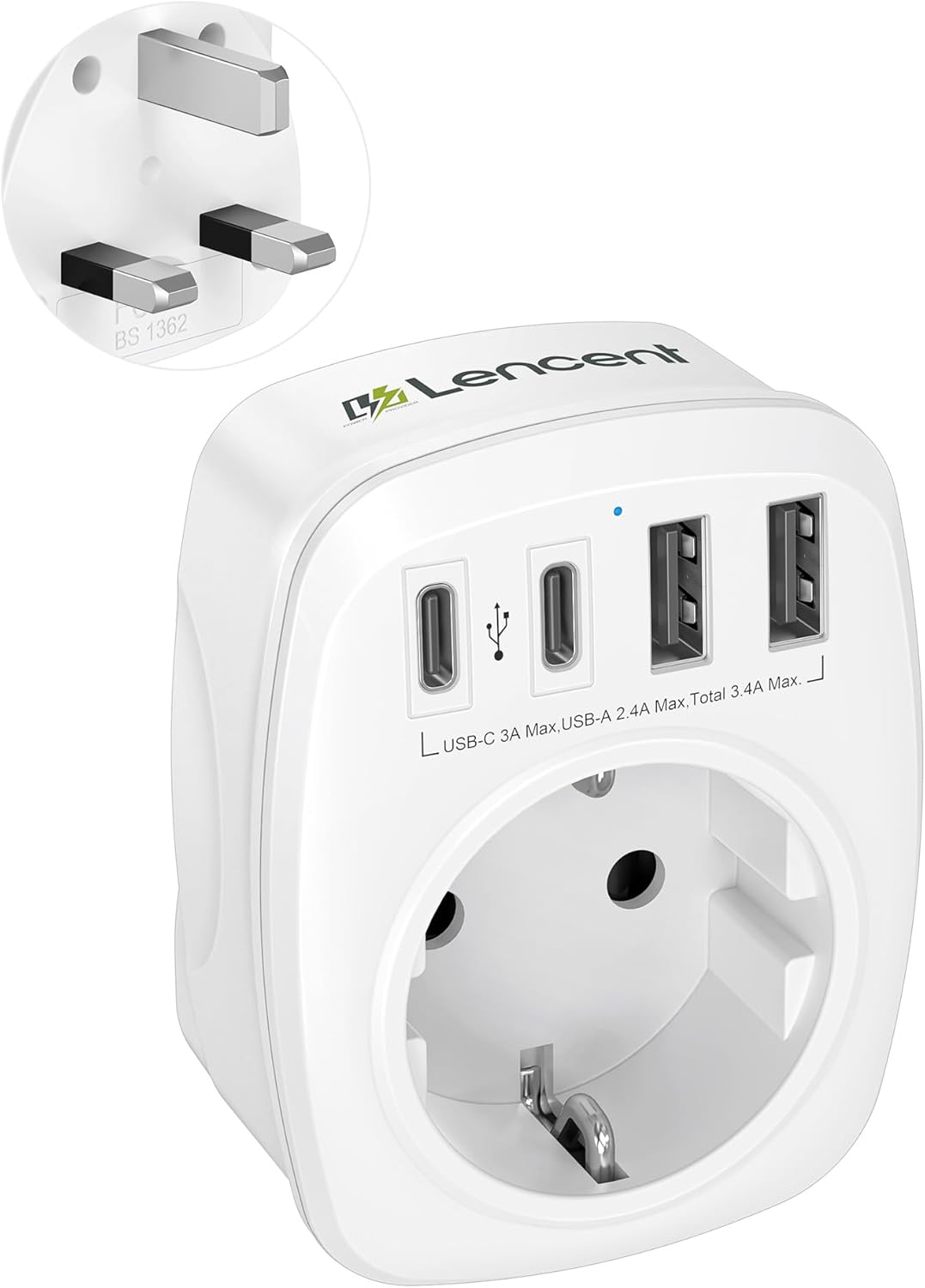 Detalle de LENCENT Reiseadapter Typ G EU auf UK 5‑in‑1
