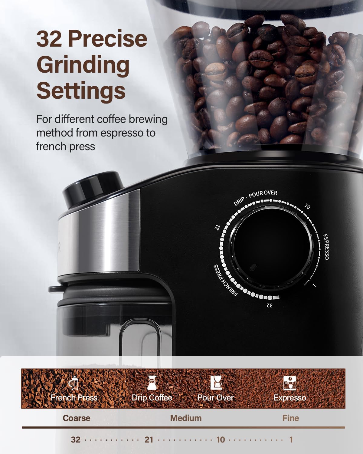 Thumbnail 4 de SHARDOR Burr Coffee Grinder Electric with 32 Grind Sizes and 40-Second Timer
