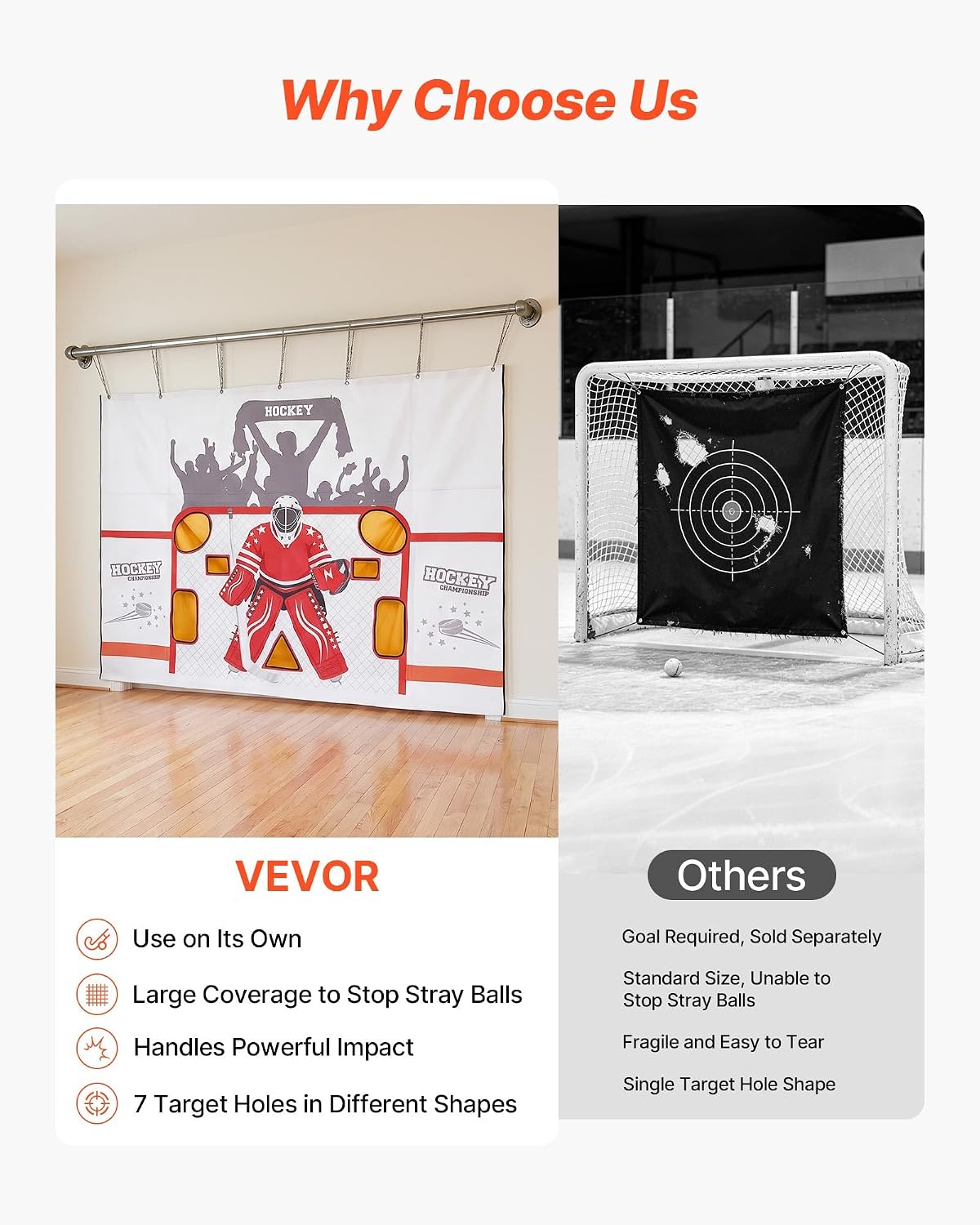 Detalle 2 de VEVOR Hockey Shooting Tarp, 7-hole target