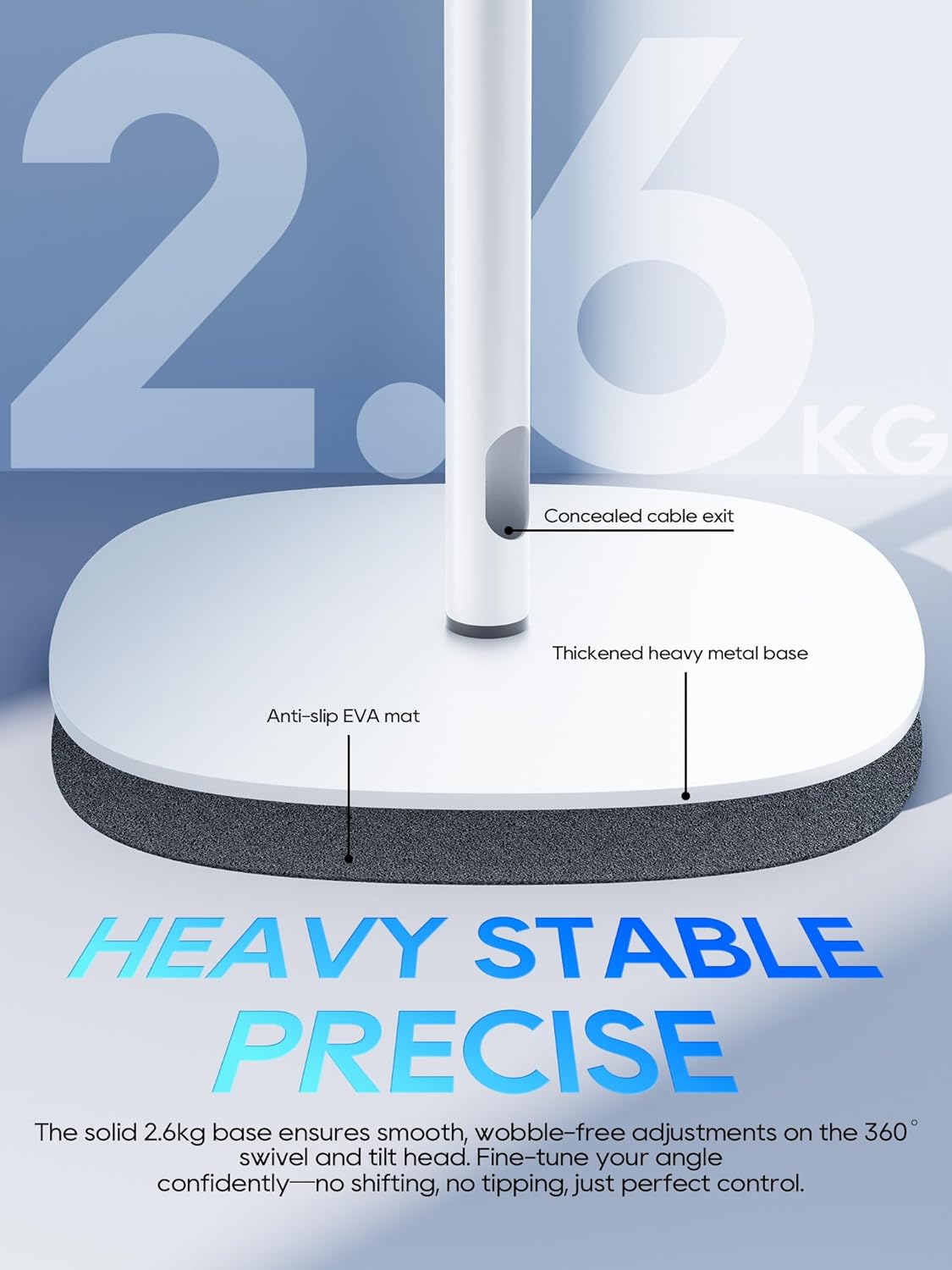 Thumbnail 6 de Haweah support de projecteur au sol réglable 40 à 120 cm avec tête pivotante 360° (vis 1/4", blanc)