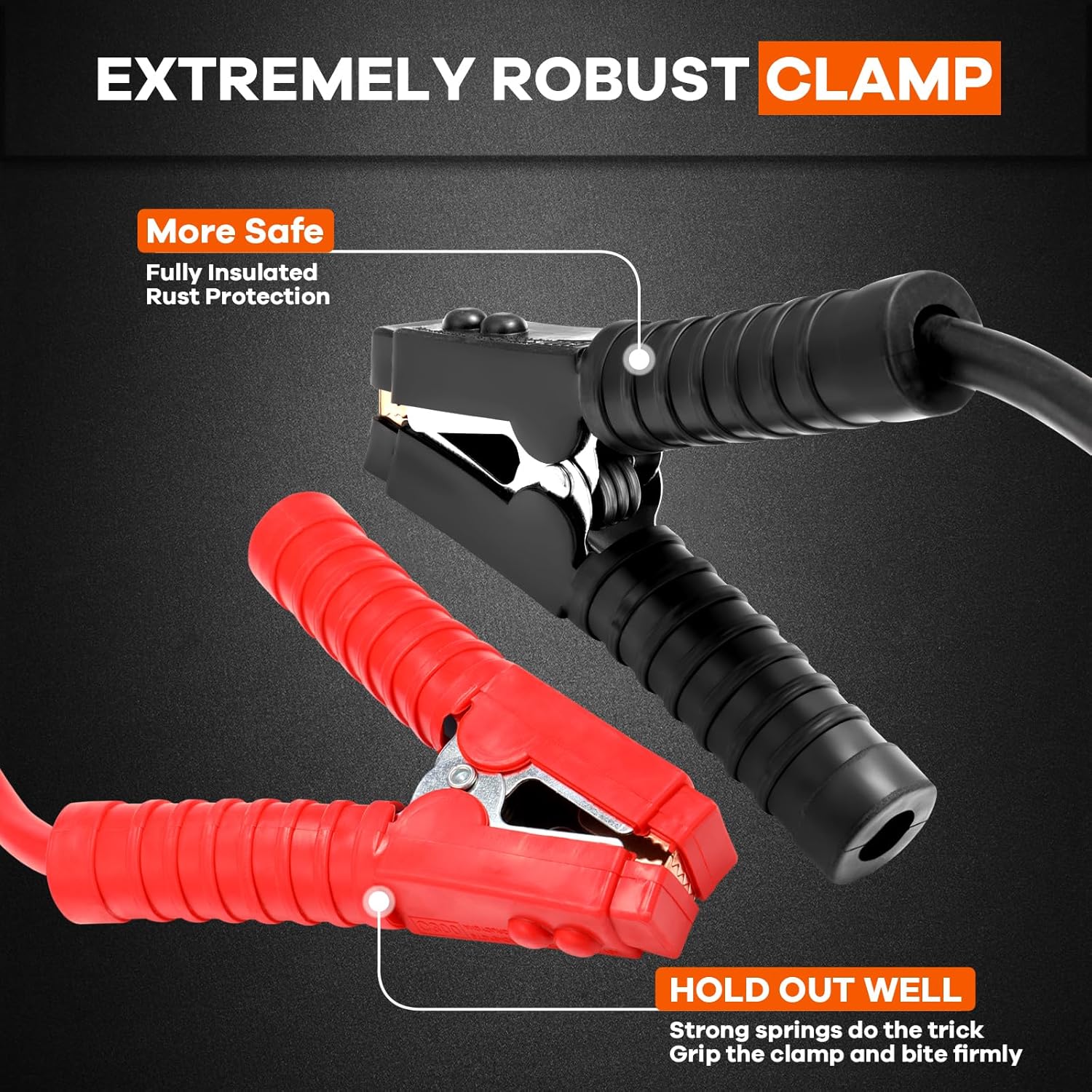 Detalle 2 de GEARCELL 6m 3000A 2x Heavy-Duty Jump Leads (with gloves) for 6V, 12V and 24V cars, vans and more