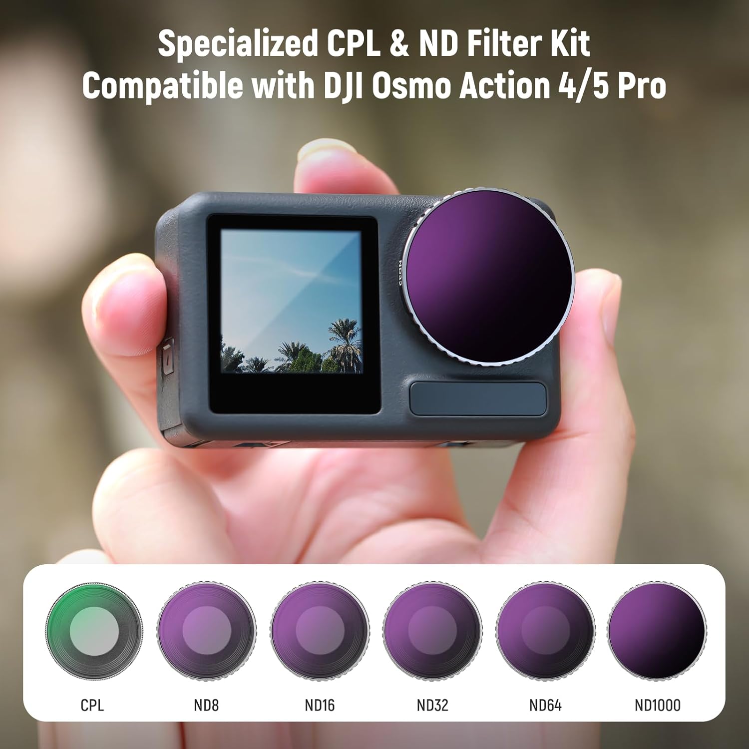 Thumbnail 1 de NEEWER ND Filter Set for DJI Osmo Action 5 Pro / Action 4 – 6-pack ND8–ND1000 with CPL+Neutral Density