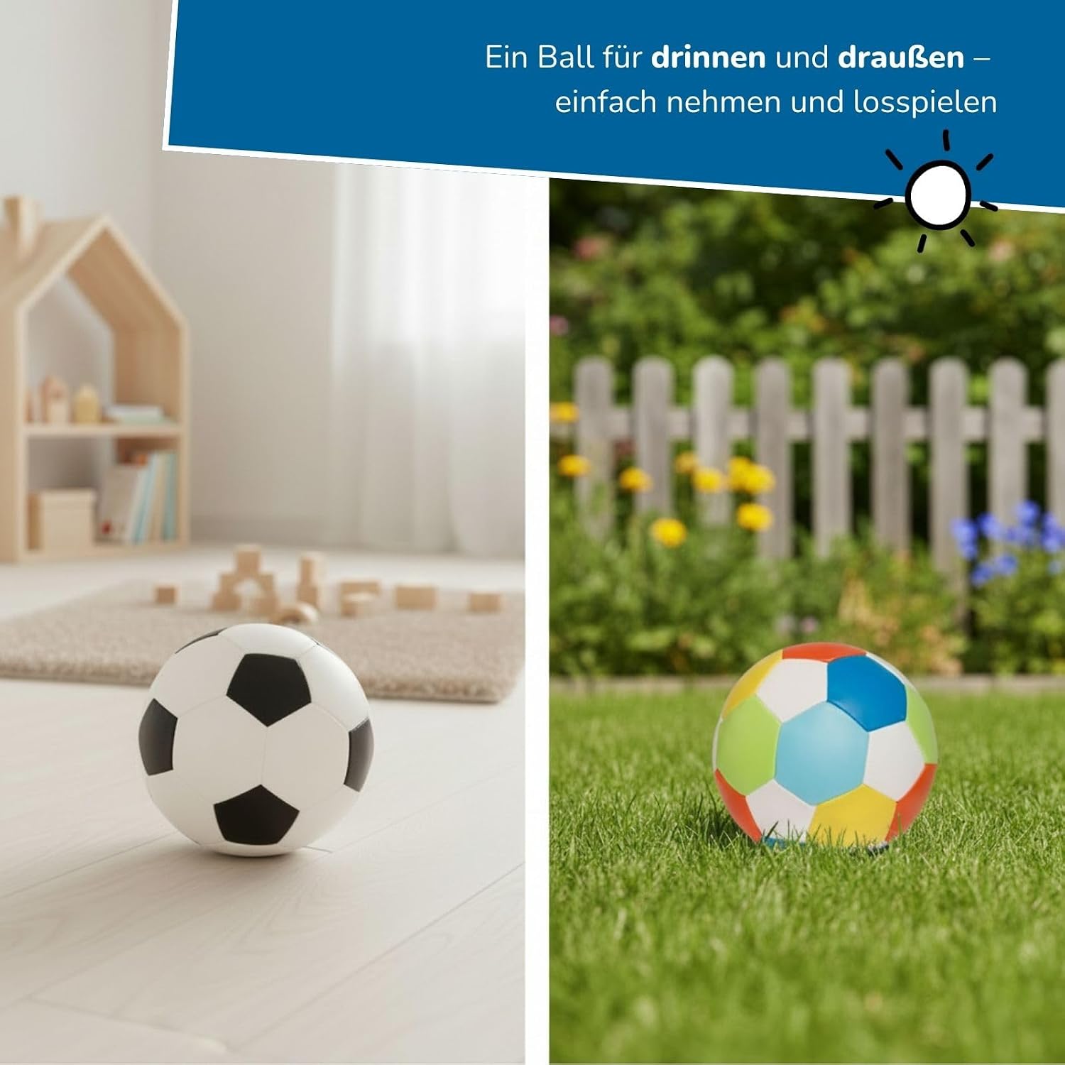 Thumbnail 3 de alldoro 60305 Softball - Ballon de Football Mou, 2 pcs, pour Enfants à partir de 0 Mois, 10 cm, Multicolore Blanc-Noir