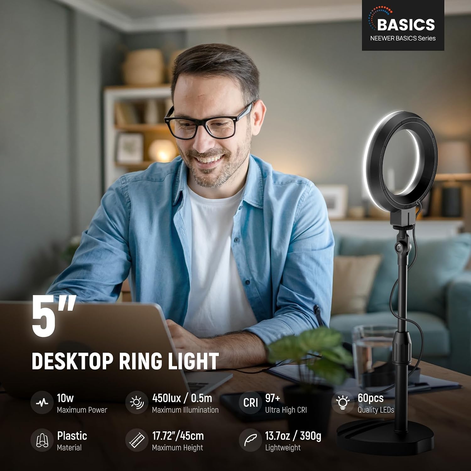 Detalle 2 de NEEWER BR60 5" Desk Ring Light 10W