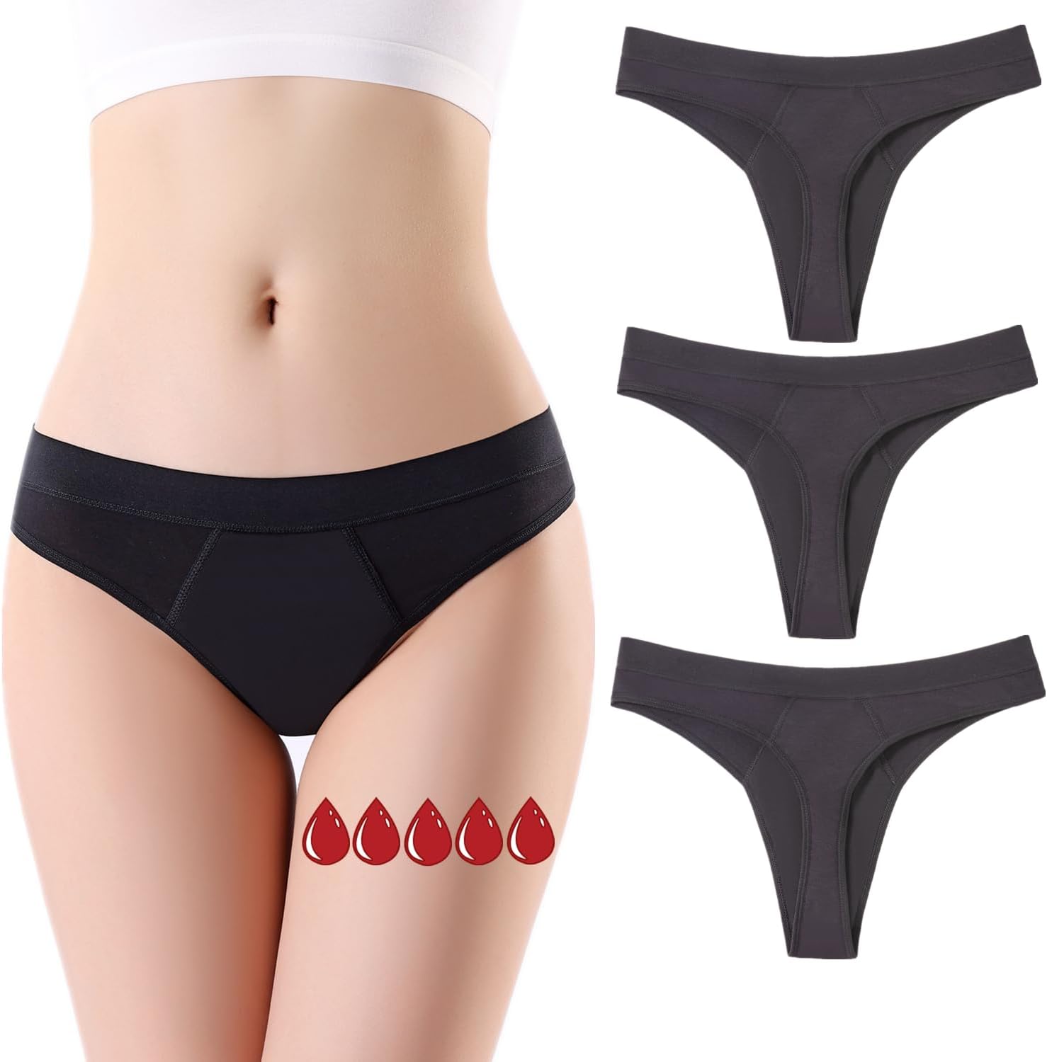 Period pants thong for heavy flow, 20 mL