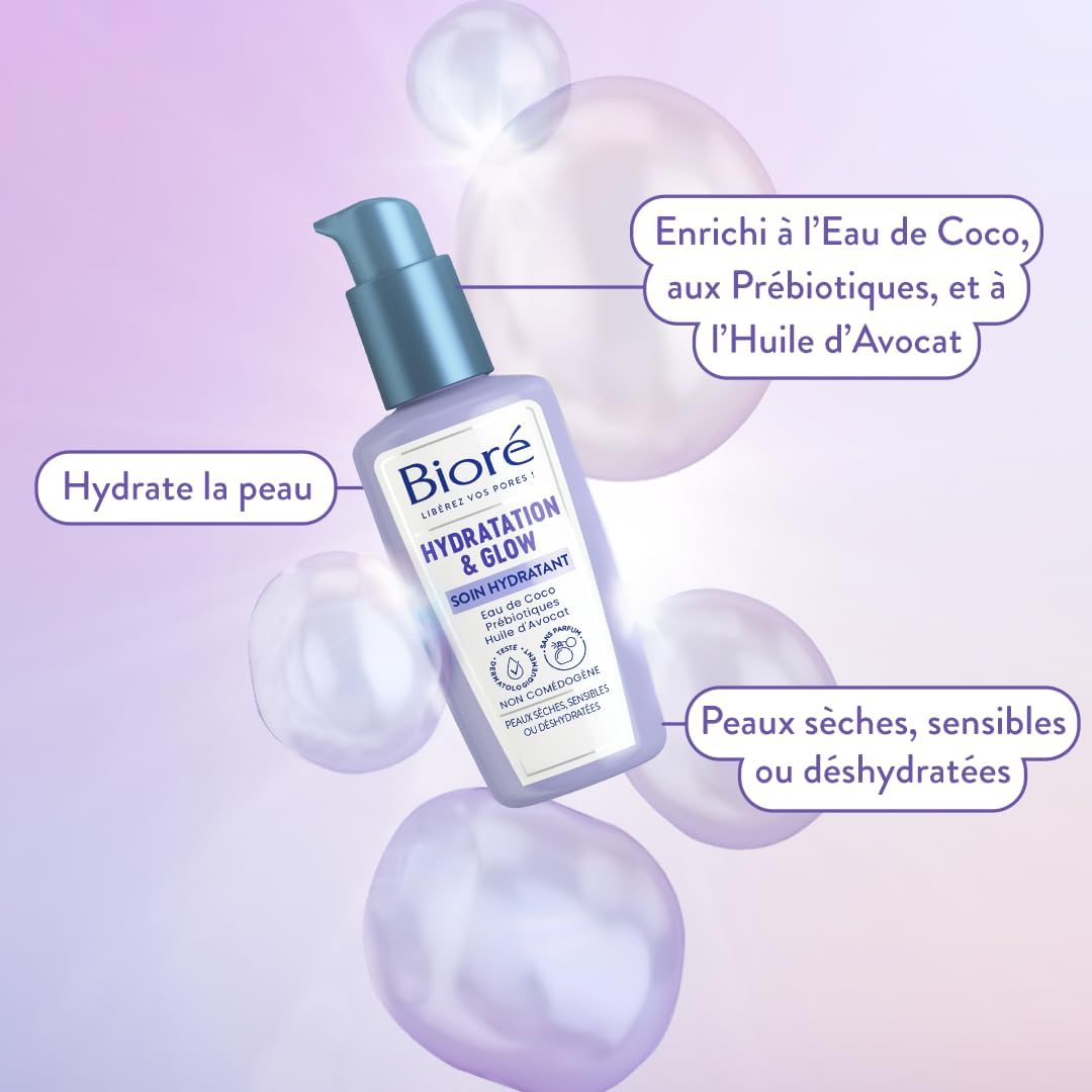 Detalle de Biore Soin Hydratant Hydratation & Glow 100ml – hydratation durable pour peaux sèches et sensibles