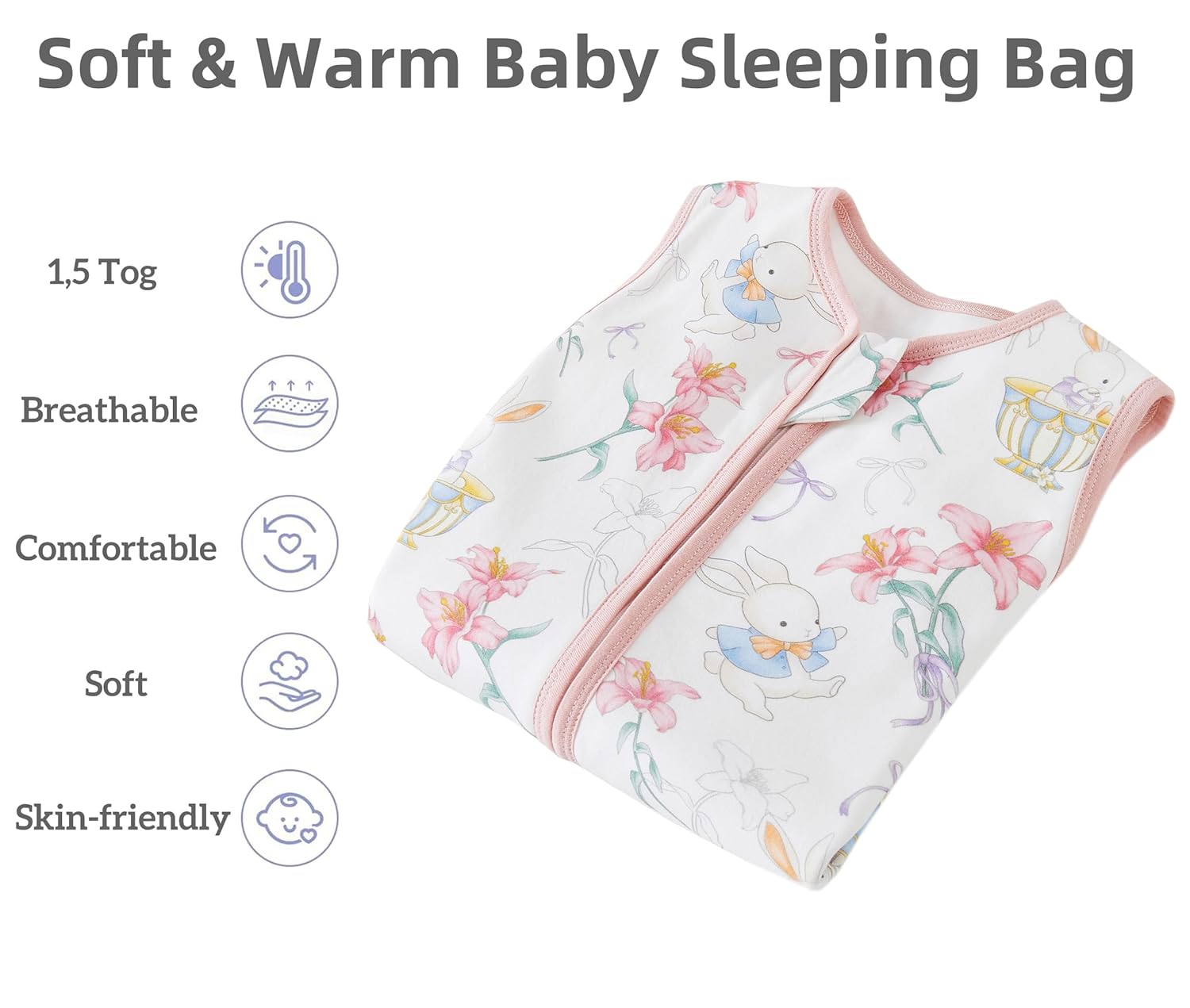 Thumbnail 1 de Teechodina Baby Ganzjahres Schlafsack mit Füßen – 100% Baumwolle, 80 cm