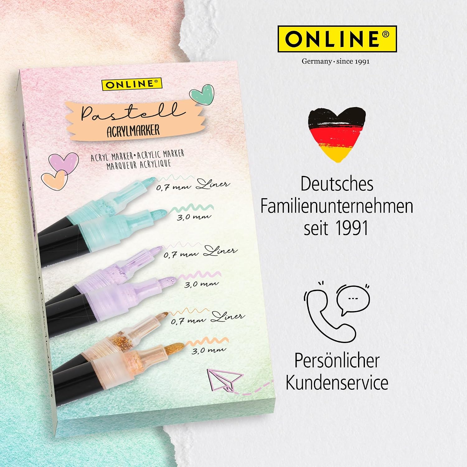 Thumbnail 6 de ONLINE 6er-Set Acryl-Stifte Pastell – Beige, Lavendel, Türkis | Handlettering, Bullet Journal & DIY