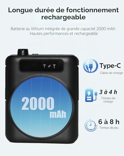 Thumbnail 4 de Amplificateur de Voix Portable QEEKADA avec Microphone Cravate Sans Fil et Recharge intégré