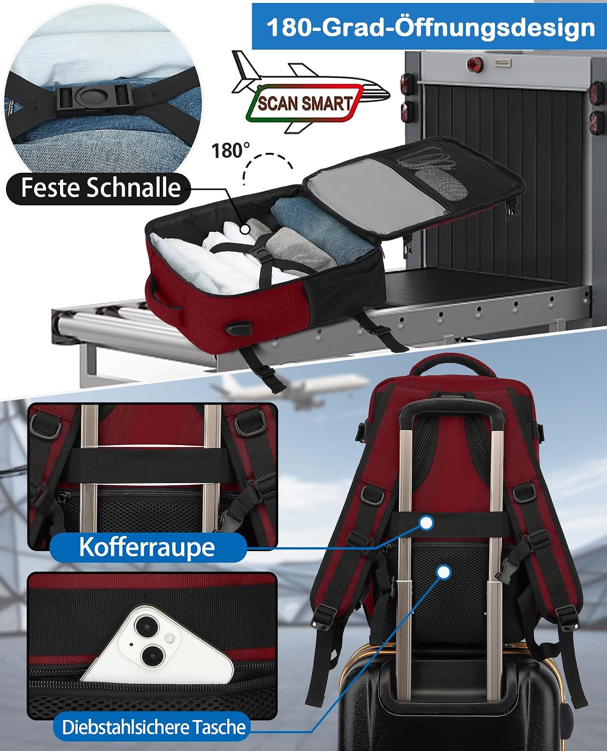Detalle de KLOSTAIN Handgepäck Rucksack 45x36x20
