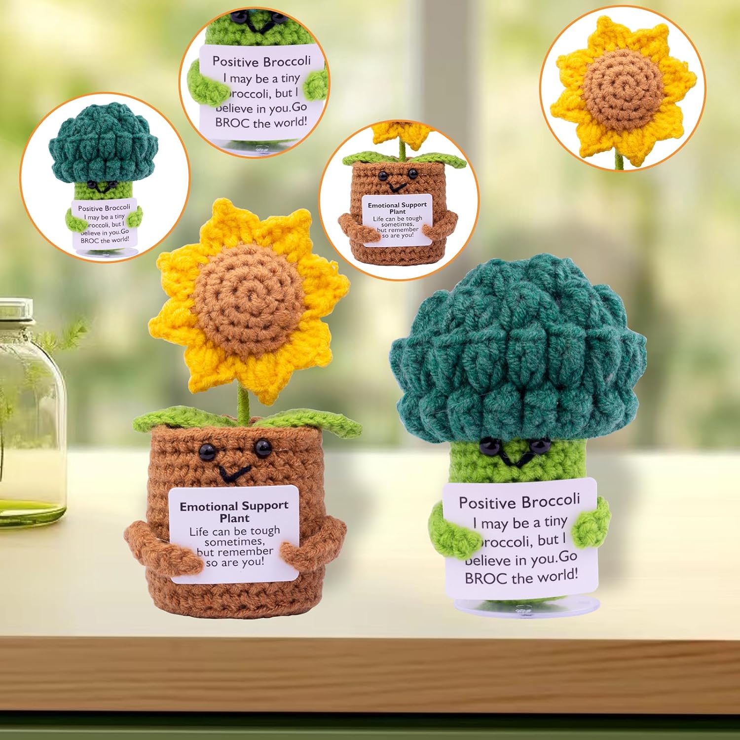 Thumbnail 2 de Mwmoeen Pocket Hug Positive Kartoffel – Handgemachte Positive Kartoffel mit Sonnenblume und aufmunternder Karte