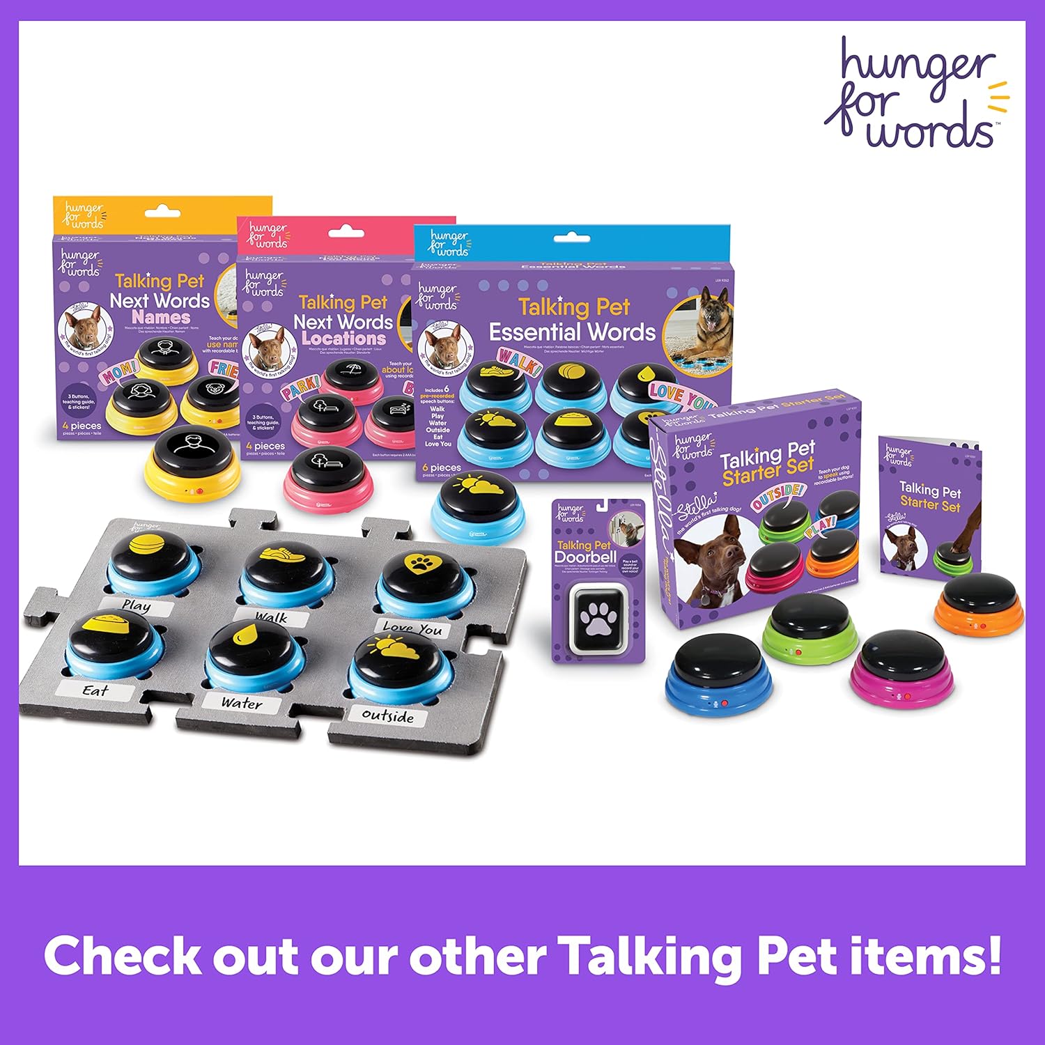 Detalle 2 de Learning Resources Hunger for Words : sonnette pour chien « parlant » 2-en-1