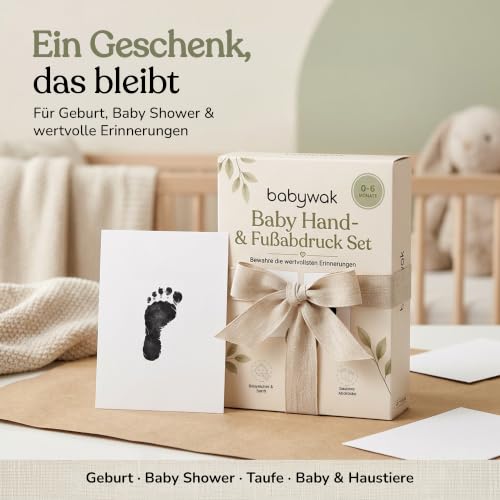Detalle 2 de Babywak Baby Fuß- und Handabdruck-Set – Abdruckset ohne Tinte, für 0–6 Monate