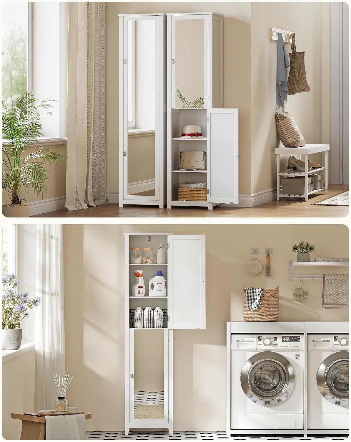 Thumbnail 6 de VASAGLE BBC764WH01 bathroom cabinet with full-length mirror and adjustable shelves