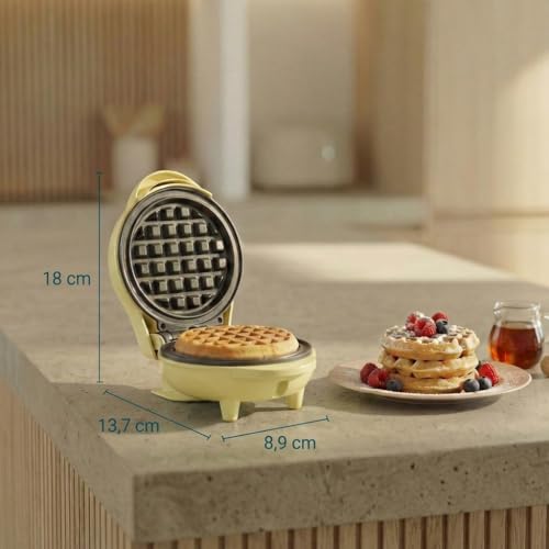 Detalle 2 de Bestron Mini gofrera retro de 550 W para gofres pequeños (Ø 10 cm) en amarillo