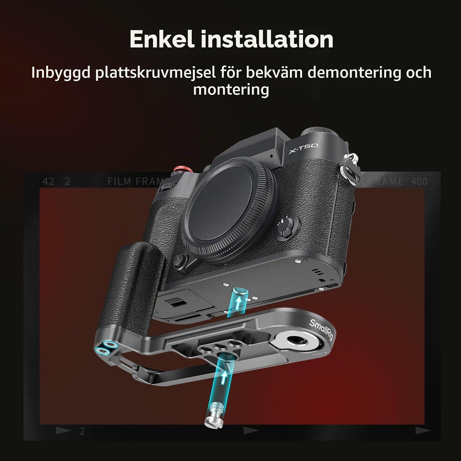 Detalle de SMALLRIG 4783C L-format handgrepp för Fujifilm X-T50 med Arca-platta
