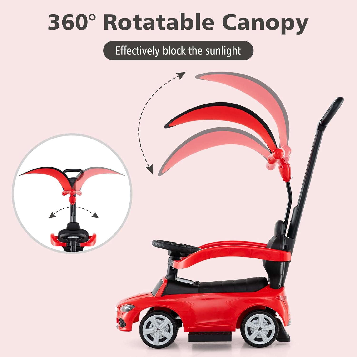 Thumbnail 2 de INFANS Licensed Mercedes Benz 3-in-1 Push & Ride Car for Toddlers (Red)