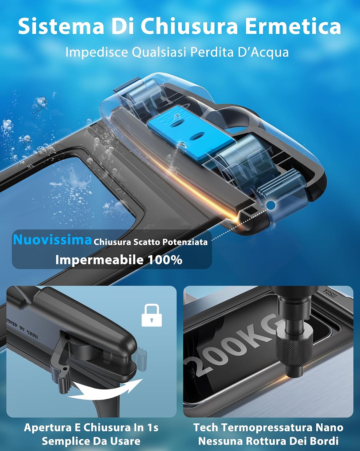 Detalle de YOSH Custodia Impermeabile Smartphone IPX8 30m