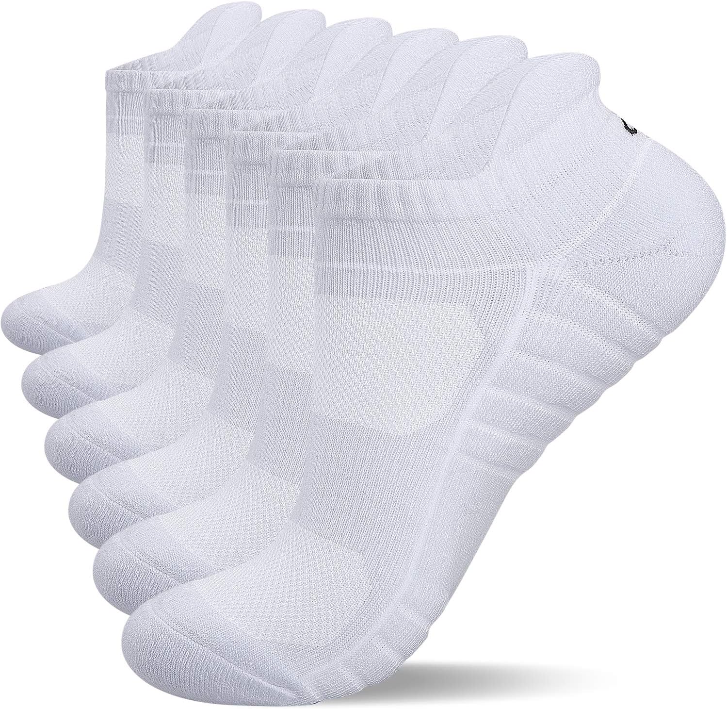 Detalle de anqier 6 Paar Sneaker Socken (Herren & Damen) – atmungsaktive Sportsocken mit Frotteesohle, kurz, schwarz/weiß/grau