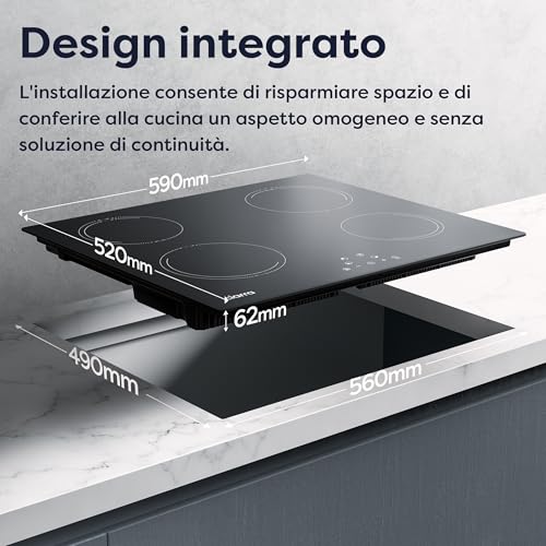 Thumbnail 6 de CIARRA Piano Induzione da Incasso 4 Fuochi 60 cm: potenza 6000 W, controllo touch e timer