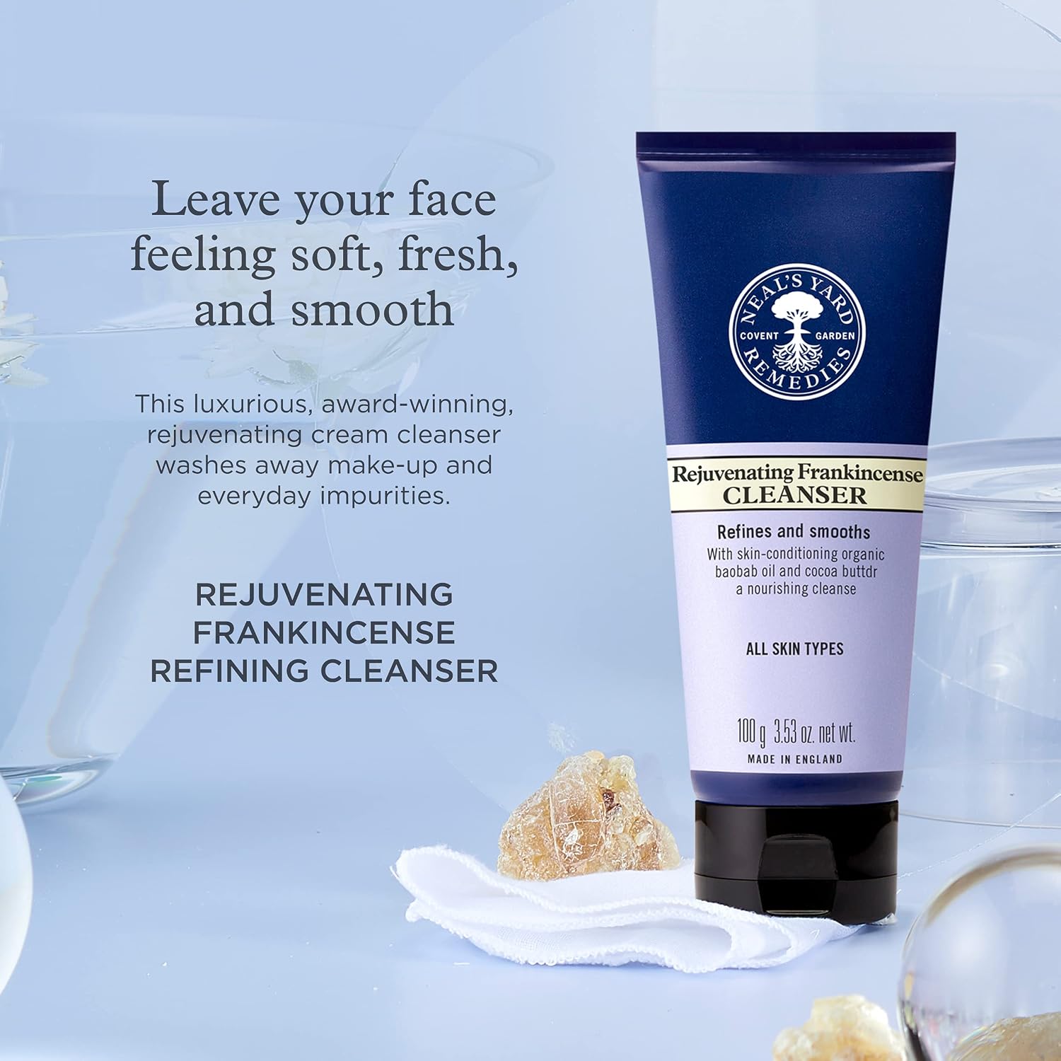 Detalle de Neal’s Yard Remedies Frankincense Cleanser (100g) – soft, fresh & smooth facial cleanser