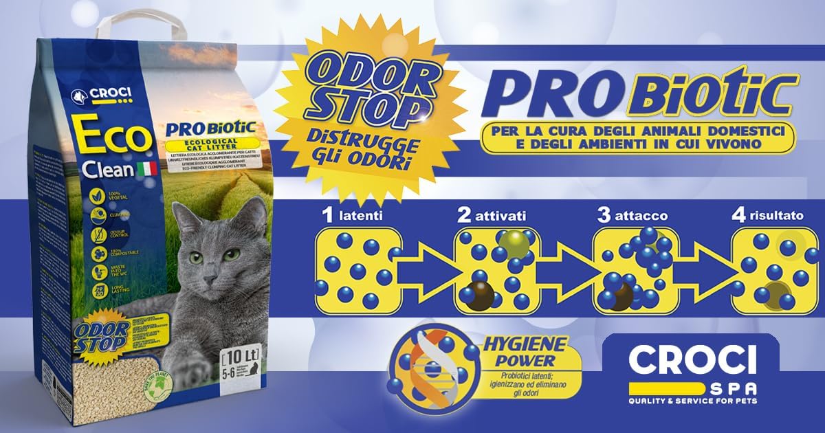 Detalle de Croci Eco Clean Probiotic Litter 10 L – Klumpende Katzenstreu, biologisch abbaubar, 100% pflanzlich