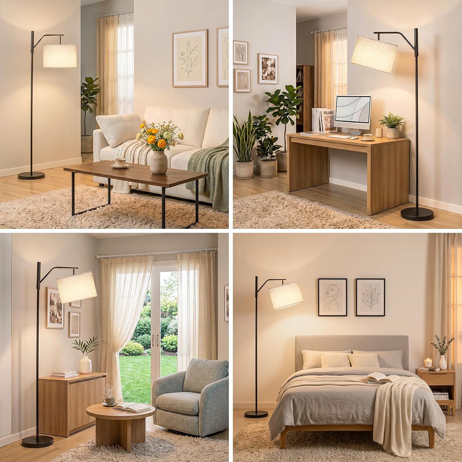 Detalle de TaoFiaCo 168CM Akku LED Stehlampe – kabellose Bogenlampe mit Fernbedienung, 3 Farbtemperaturen, dimmbar