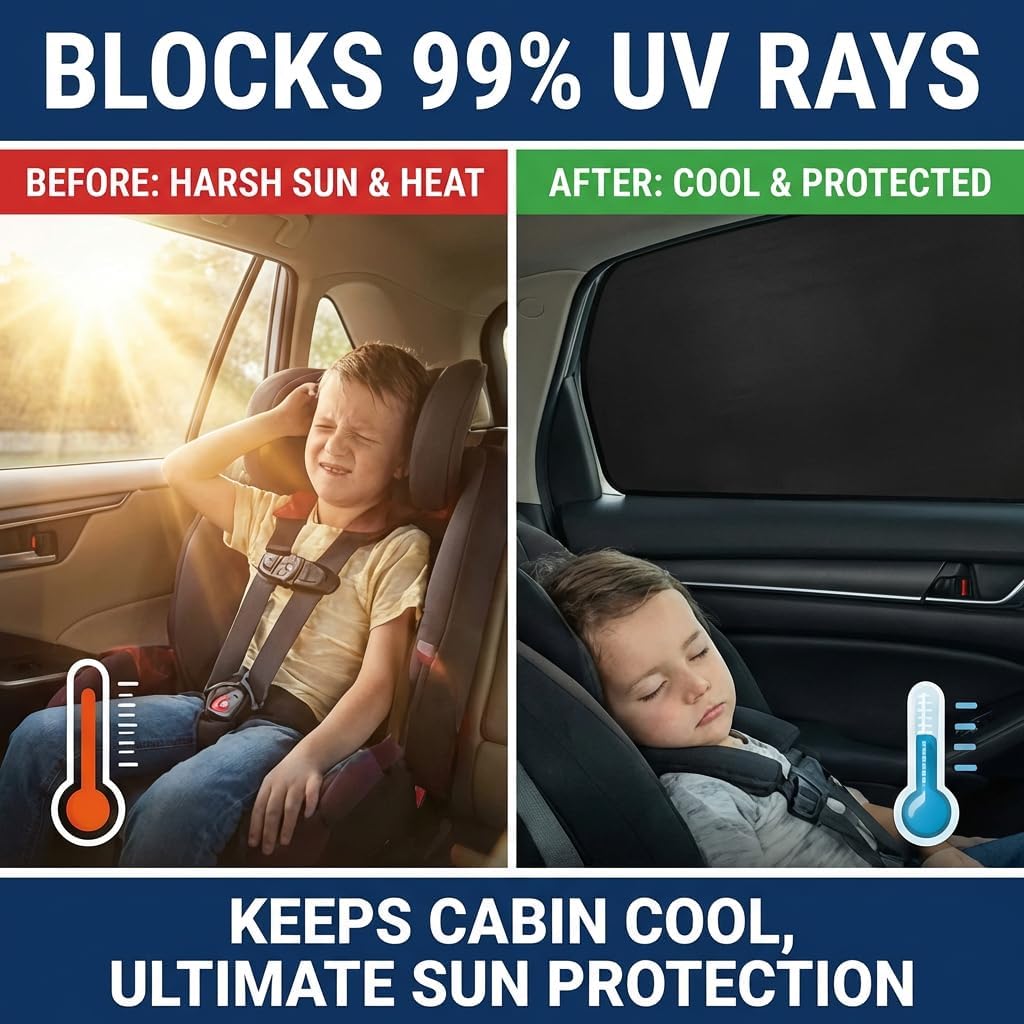Detalle 2 de XCBYT Car Window Shades (4-Pack) Magnetic Privacy Curtains for Sun Protection