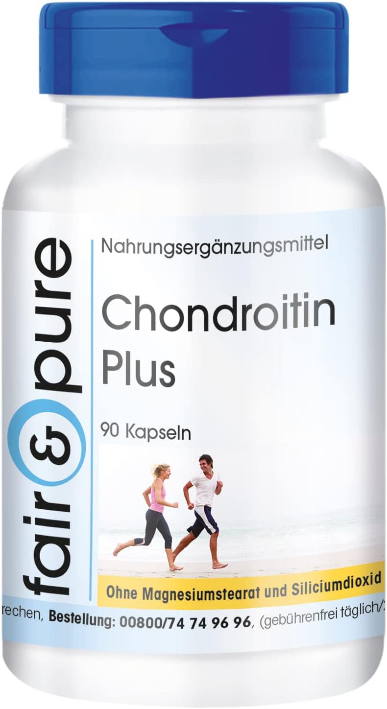 Detalle de Fair & Pure Chondroitin Plus – 90 Kapseln mit Hyaluronsäure, Calcium und Vitaminen D & E