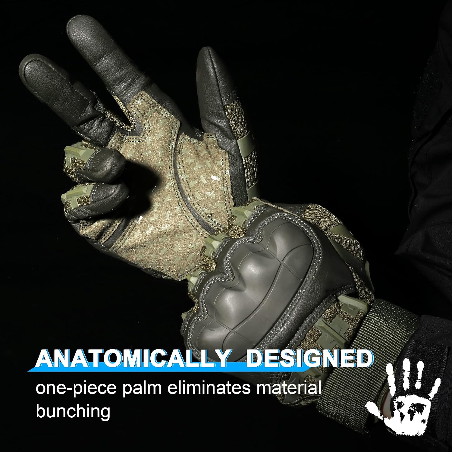 Detalle 2 de WTACTFUL B36 Tactical Gloves, Green Small, Touchscreen and Reinforced Palm