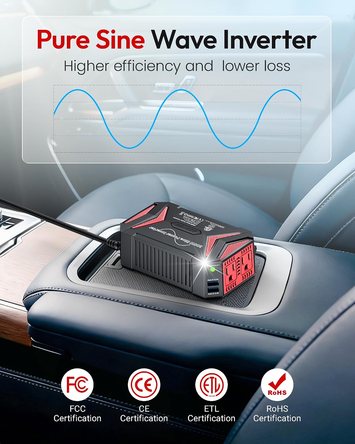 Detalle 2 de BESTEK Pure Sine Wave Power Inverter 300W