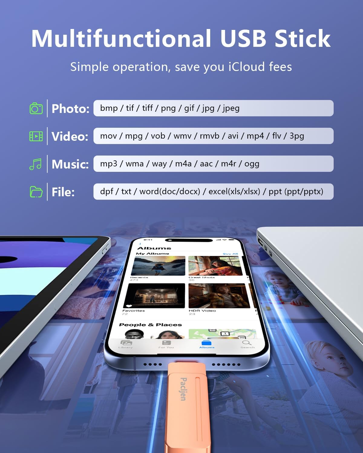 Thumbnail 3 de Pacljen Chiavetta USB per iPhone 512GB – 3 in 1, certificata MFi