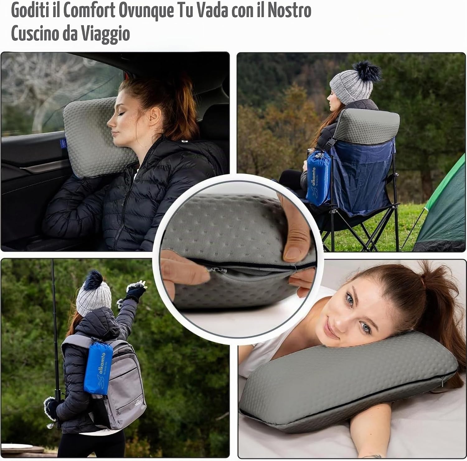 Thumbnail 5 de alkamto Cuscino da viaggio: supporto ergonomico in memory foam con federa termoregolante