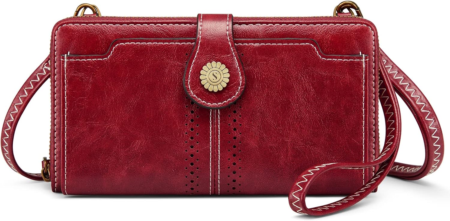 Detalle de S-ZONE Femme sac à bandoulière en cuir PU avec blocage RFID et porte-cartes pour téléphone jusqu’à 6,7 pouces