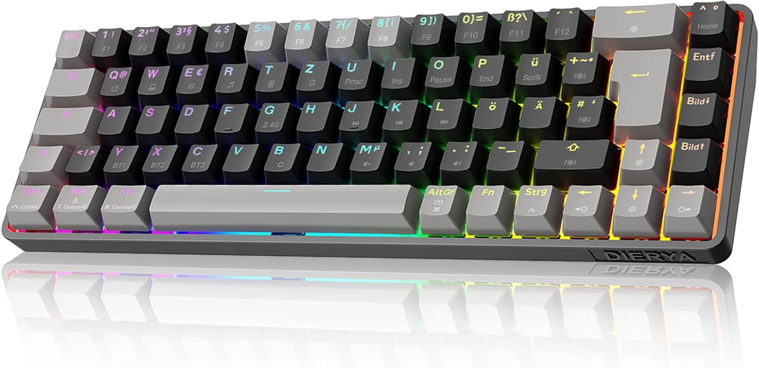 Detalle de Dierya DK68 Kabellose Gaming Tastatur 3000 mAh ⌨