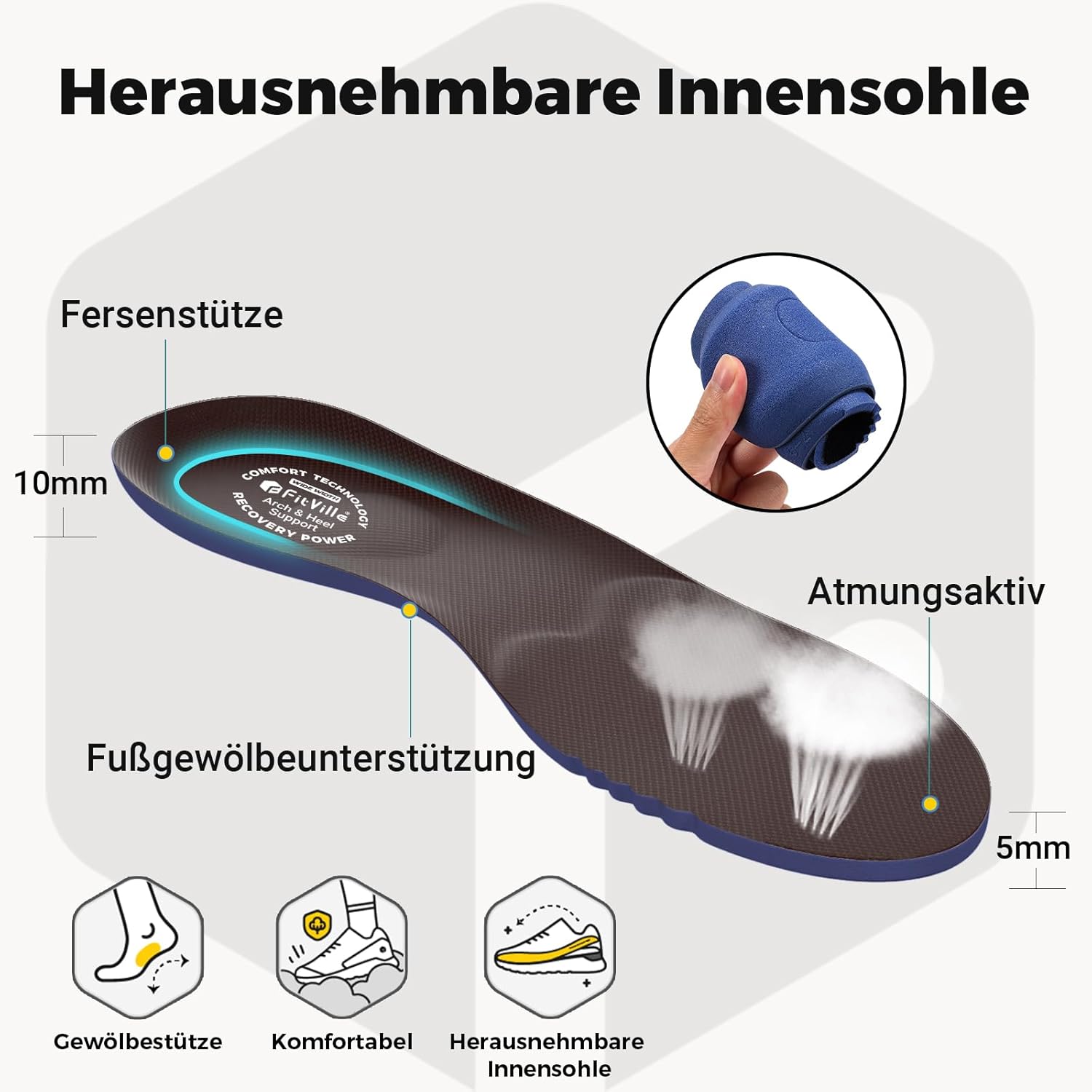 Thumbnail 5 de FitVille Diabetiker Sandalen Herren Extra Weit – Orthopädische Sandalen mit Klettverschluss