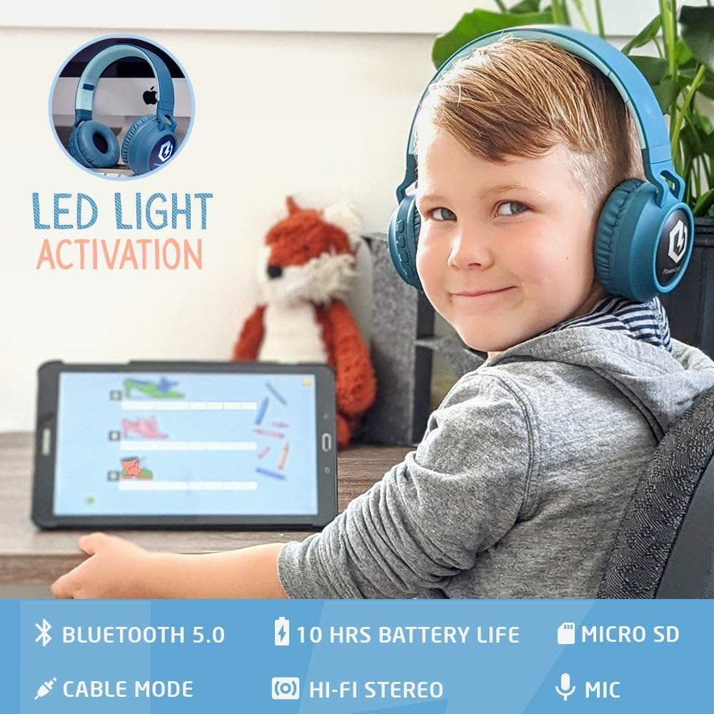 Thumbnail 1 de PowerLocus Auriculares Bluetooth para Niños 🎧, Sonido Seguro y Plegable