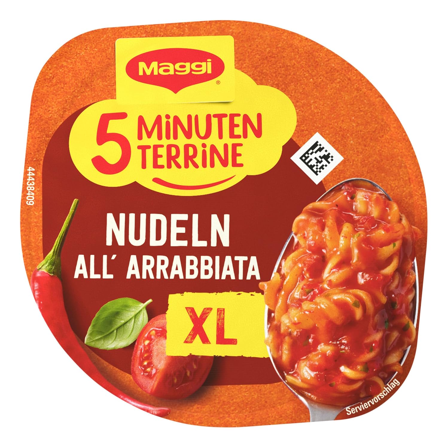 Detalle de MAGGI 5 Minuten Terrine XL Nudeln All' Arrabbiata – XL-Portion, vegetarisch, pikant (8 x 71 g)