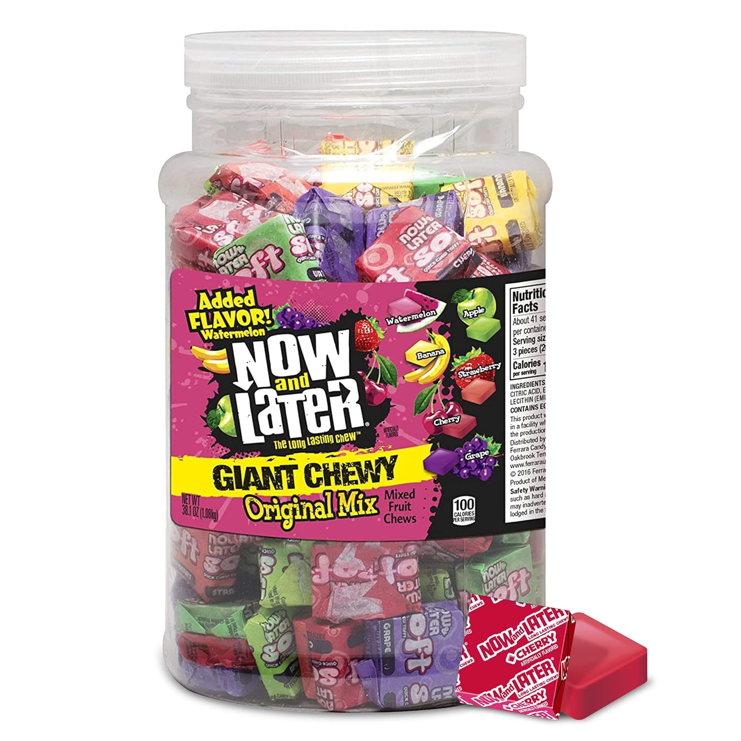 Detalle de Now and Later 51901 Giant Chewy Original Mix Candy, 38-Ounce Tub